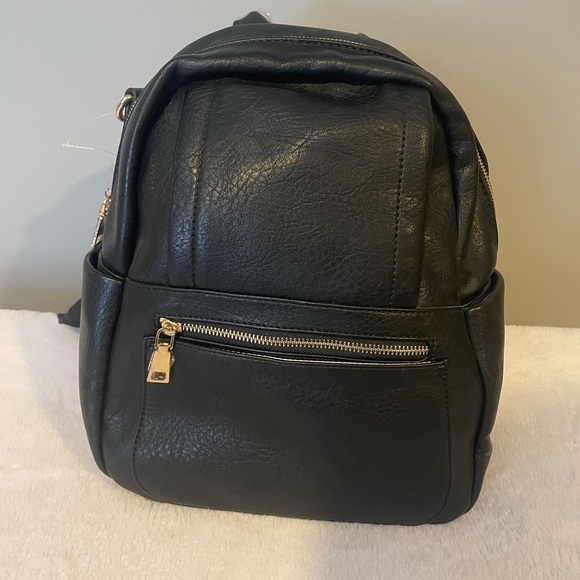 Handbags - Black Faux Leather Backpack